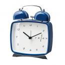 置き時計 デスク テーブル 卓上 スチール ガラス プラスチック ネイビー目覚まし時計 高さ12.5