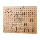 掛け時計 アンティークウッド モダン おしゃれ ライトブラウン ナチュラル ペグボード 幅42.5