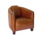 クラブソファー09 ヴィンテージ ラバーウッド ファブリック キャメル おしゃれ 1人掛 山羊皮