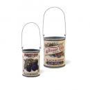 ヴィンテージリメイク缶-07 set2 プランター メッキ 紙 アイボリー おしゃれ 直径7~9