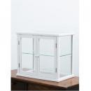 ホワイトキャビネット 木製 ガラス 小ぶり おしゃれ シャビー ディスプレイ 高さ420