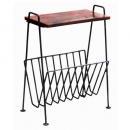 マガジンラック付テーブル 木製 ハンドル アイアン アンティーク調 シーシャムウッド 幅40