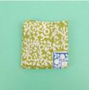 ハンカチ ロンドフラワー GN グリーン 5枚セット コットン 爽やか ブロックプリント 幅55