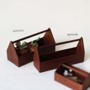 WOOD プラント ハンドルBOX (L) アンティーク調 シンプル ブラウン ケース 奥行20