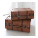 クロコ・エンボストランク 2個セット アンティーク調 ブラウン おしゃれ 収納 ケース 幅40