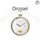 ドロッセル 壁掛け時計 ウォールクロック 木製 ガラス プラスチック おしゃれ イエロー 直径30