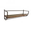 ハンガー付ウォールラック アンティーク調 ブラウン 木製 おしゃれ 棚 シンプル DIY 幅40