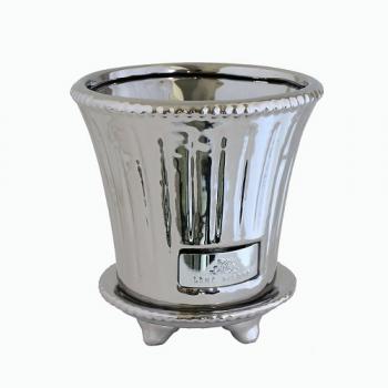 PALINA ポット&ソーサー(Silver) 北欧 おしゃれ フラワーポット プランター 銀色