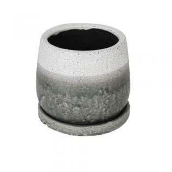 GLAZED POT ROUND GREENISH GRAY M プランター テラコッタ 直径17