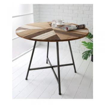 ウッドワーク ラウンドテーブル 机 木製 おしゃれ 自然 温もり ナチュラル アイアン 直径90.5