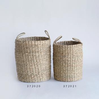 シーグラス ストアバスケット シリンダー W/イヤーハンドル (L) かご 収納 おしゃれ 直径21