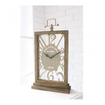 レスター・ウッデンクロック 置き時計 電池 おしゃれ アンティーク調 シャビー フレンチ