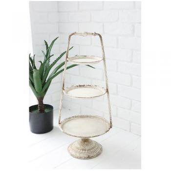 ブラン・スリーステージトレイ ディスプレイ アンティーク調 おしゃれ ソーサー 台 小物置き