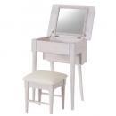 ドレッサースツールセット おしゃれ 天然木 ラバーウッド ガラス フレンチホワイト 鏡 高さ71