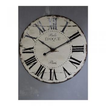 ウォールクロック 時計 ブリキ おしゃれ アンティーク調 壁掛け 電池 ホワイト 白