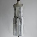 フルエプロン リネン ストライプ サンク WH 麻 ナチュラル ホワイト 長さ90