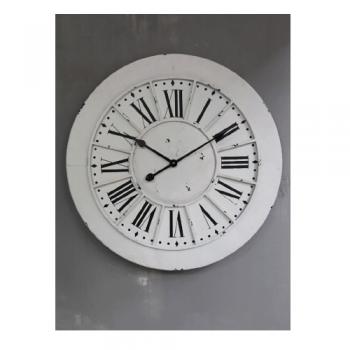ウォールクロック 時計 ブリキ おしゃれ アンティーク調 壁掛け 電池 ホワイト 白