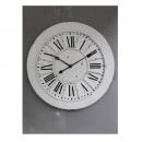 ウォールクロック 時計 ブリキ おしゃれ アンティーク調 壁掛け 電池 ホワイト 白