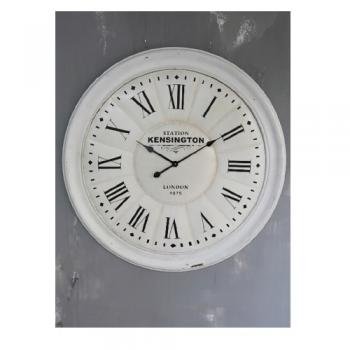 ウォールクロック 時計 ブリキ おしゃれ アンティーク調 壁掛け 電池 ホワイト 白