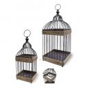 ドロールバードケージ 2set アンティーク調 アイアン 木製 プランタースタンド 高さ65~79