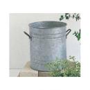 ブリキ バケツ ラウンドポットL アンティークレトロ 取っ手 ガーデニング お花 ディスプレイ