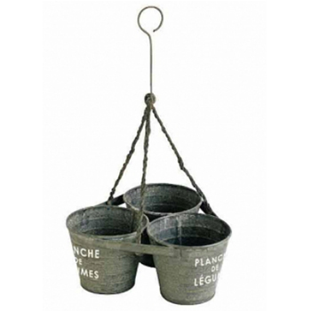 ブリキ ポット 3個付 吊り下げタイプ ガーデニング 家庭菜園 ベランダ おしゃれカフェ風インテリア