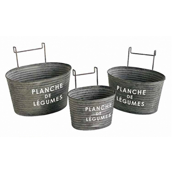 ブリキ ポット オーバル サイズSML3個セット ガーデニング 家庭菜園 ベランダ おしゃれカフェ風