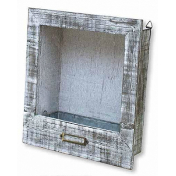 ウッドフレーム シャビー ブリキトレー付 ガーデニング アレンジメント 壁掛け インテリア