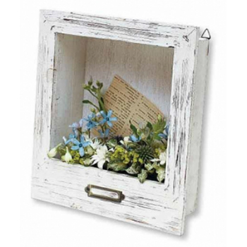 ウッドフレーム シャビー ホワイト ブリキトレー付 ガーデニング アレンジメント 壁掛け インテリア