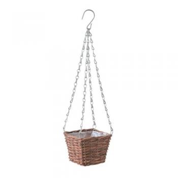 ハンギングバスケット スクエア S かご バッグ プランターカバー 柳 ビニール 高さ55.5