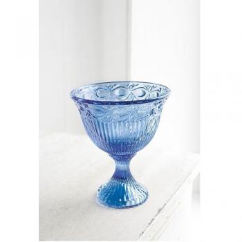 フラワーベース ブルー ガラス アンティーク 花瓶 通販