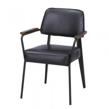 アームチェア ブラック レザー おしゃれ スチール かっこいい 椅子 高さ81