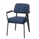 アームチェア ネイビー レザー おしゃれ スチール かっこいい 椅子 高さ81