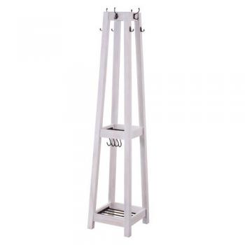 ブリジット ハンガー 木製 ミンディ ナチュラル 天然木 アイアン フック ホワイト 高さ162