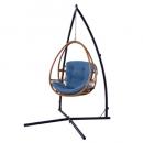 ハンギングチェア ブルー 木製 ラタン ナチュラル アジアンテイスト 高さ105