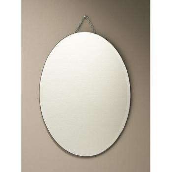 オーバルミラー L フレームレス シルバー アンティーク調 ウォールミラー 鏡 シンプル 高さ60