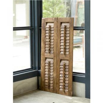 ウィンドウパネル 木製 ミディアムブラウン アンティーク調 シャビー 窓 おしゃれ 飾り 高さ117