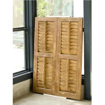 ウィンドウパネル 木製 ミディアムブラウン アンティーク調 シャビー 窓 おしゃれ 飾り 高さ117