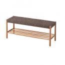 ベンチ ファブリック 椅子 ミディアムブラウン 木製 ナチュラル 天然木 幅110