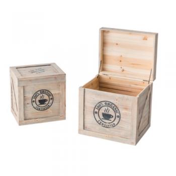 ボックス2個セット ライトブラウン 木製 ナチュラル 天然木 収納ケース 箱 幅36~42