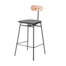 ハイチェア 木製 スチール ソフトレザー 椅子 グレー カウンター 高さ91