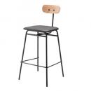 ハイチェア 木製 スチール ソフトレザー 椅子 ブラック カウンター 高さ91