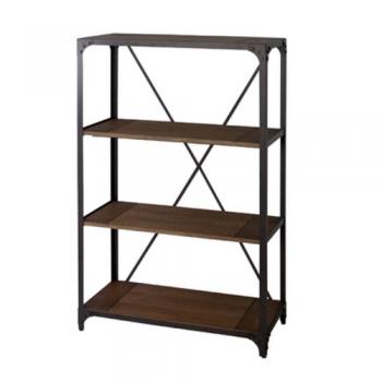 ヴィンテージ什器 スチール 木製 棚 ミディアムブラウン オープンラック おしゃれ 高さ138