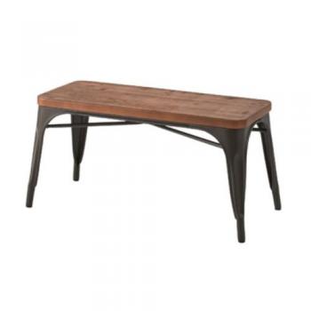 ベンチ 木製 ミディアムブラウン おしゃれ 天然木 スチール 椅子 幅92