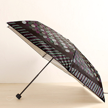 99%紫外線UVカット!日傘(ドット柄)晴雨兼用 アロマシール付 パゴダ傘 黒