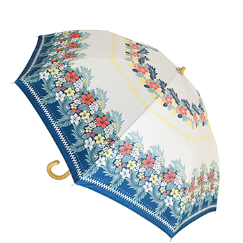 99%紫外線UVカット!折りたたみ長傘(トロピカル柄 花柄 カラフル)藤巻き手元