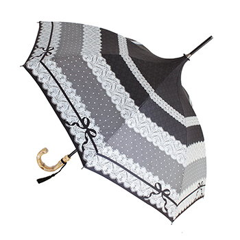 99%紫外線UVカット!日傘 パゴダ傘(レース柄 リボン柄)晴雨兼用 アロマシール付 黒