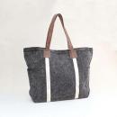 トートバッグL インド麻 定番ブラック ホワイトライン 収納力抜群 大人めカジュアル マザーズバッグ