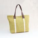 トートバッグL インド麻 キウイ ホワイトライン 収納力抜群 大人めカジュアル 通勤通学にも使える
