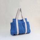 サイドポケットトートバッグ　ブルー